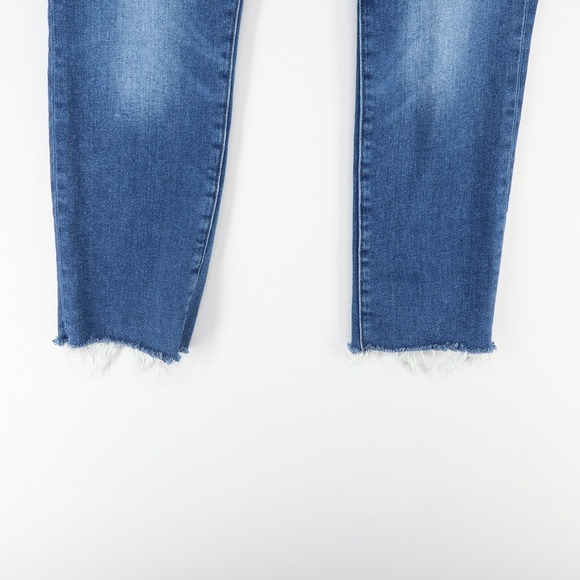 Good American Womens Jeans 4/27 Blue High Rise Straight Cropped Raw Hem Stretch - Picture 2 of 9